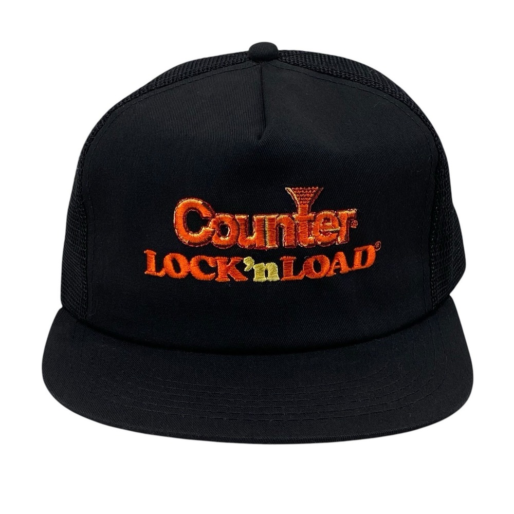 Vintage Counter Lock N Load Trucker Hat K-Products USA‎ Black Snapback Hat